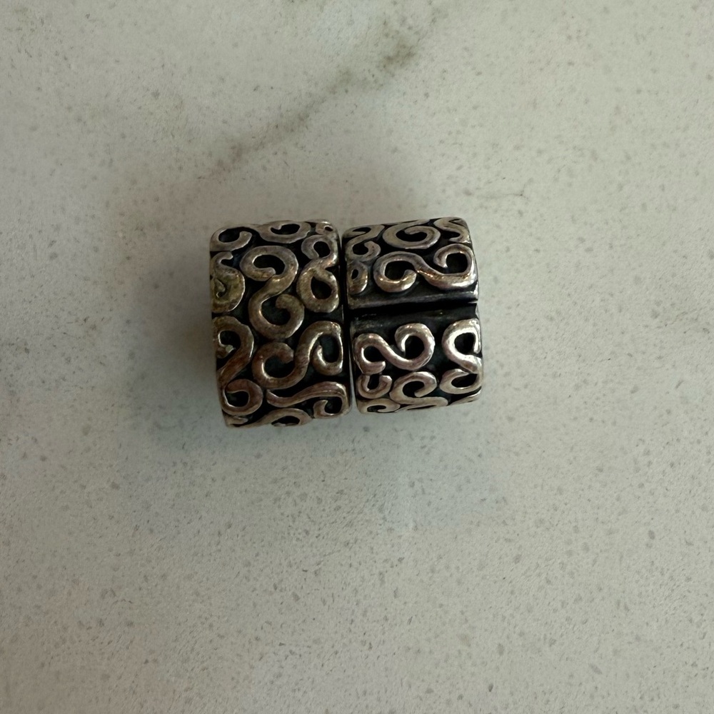 Pandora Clip Charm- Silver Swirls (Qty 2)